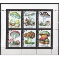 BUL3352MF-MINIFOLHA COGUMELOS - BULGÁRIA - 1991 - MINT