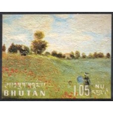 BUT0180M-SELO PINTURAS, 1,05N - BUTÃO - 1968 - MINT - IMPRESSÃO SOBRE CARTÃO IMITANDO PINTURA