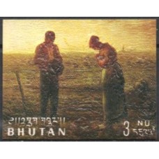 BUT0183M-SELO PINTURAS, 3N - BUTÃO - 1968 - MINT - IMPRESSÃO SOBRE CARTÃO IMITANDO PINTURA