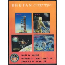 BUTB049N-BLOCO APOLO XVI II - BUTÃO - 1972 - N - 3D