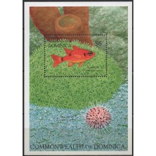 DOMB0209M-BLOCO VIDA MARINHA - DOMINICA - 1992 - MINT