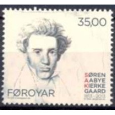 FAR0776M-SELO BICENTENÁRIO DE NASCIMENTO DO ESCRITOR SOREN KIERKEGAARD - FAROÉ - 2013 - MINT