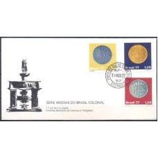 FD0130.01-FDC MOEDAS DO BRASIL COLONIAL - 1977 - CPD SÃO PAULO
