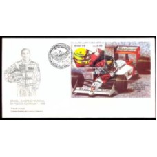 FD0465.01-FDC AYRTON SENNA - BRASIL CAMPEÃO MUNDIAL DE PILOTOS DE FÓRMULA 1 EM 1988 - 1989 - CBC RIO DE JANEIRO