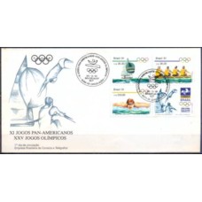 FD0529.01-FDC XI JOGOS PANAMERICANOS E OLIMPÍADAS DE BARCELONA - 1991 - CBC BRASÍLIA