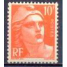 FRA0722N-SELO MARIANE DE GANDON, 10F LARANJA - FRANÇA - 1945/47 - N
