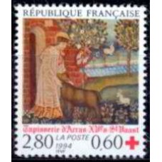 FRA2915N-SELO PRÓ CRUZ VERMELHA - TAPEÇARIA DE ARRAS DO SÉCULO 15 - FRANÇA - 1994 - N