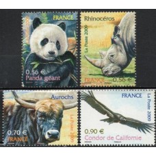 FRA4372M-SÉRIE NATUREZA XXIII - ANIMAIS AMEAÇADOS DE EXTINÇÃO - FRANÇA - 2009 - MINT