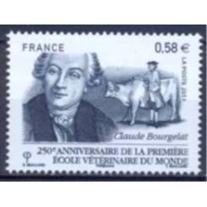 FRA4553M-SELO 250º ANIVERSÁRIO DA 1ª ESCOLA VETERINÁRIA DO MUNDO, EM LION - FRANÇA - 2011 - MINT