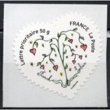 FRAZ0149M-SELO SÃO VALENTIM - CORAÇÃO DE FRANCK SORBIER, TVP 50G - AUTOADESIVO - FRANÇA - 2008 - MINT