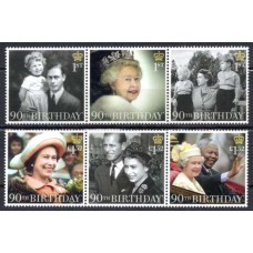 GRB4285MS-SÉRIE SE-TENANTS 90º ANIVERSÁRIO DA RAINHA ELIZABETH II - GRÃ-BRETANHA - 2016 - MINT