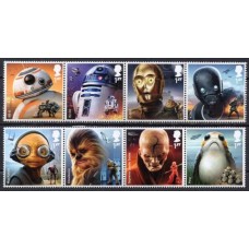 GRB4501MS-SÉRIE SE-TENANTS PERSONAGENS DA SAGA STAR WARS - GRÃ-BRETANHA - 2017 - MINT