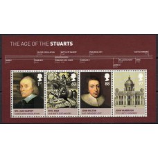 GRBB077M-BLOCO REIS BRITÂNICOS IV - CASA DOS STUART II - GRÃ-BRETANHA - 2010 - MINT