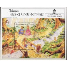 GSVB089M-BLOCO CONTOS DO TIO PATINHAS I - CACHOS DOURADOS E OS TRÊS URSOS - GRANADINAS DE SÃO VICENTE - 1992 - MINT