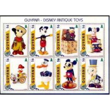 GUY4093MF-MINIFOLHA ANTIGOS BRINQUEDOS DISNEY - GUIANA - 1996 - MINT