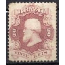 IM0024NA.02-SELO DOM PEDRO II DENTEADO, 20 RÉIS CASTANHO CARMINADO - 1866 - N