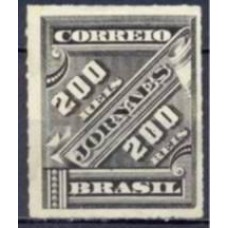JO0014N-SELO JORNAIS NOVAS CORES, 200 RÉIS - 1889 - N