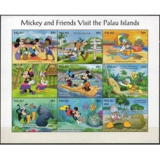 PAL0688MF-MINIFOLHA MICKEY E AMIGOS VISITAM PALAU - PALAU - 1994 - MINT