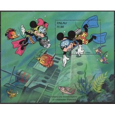 PALB026M-BLOCO MICKEY E AMIGOS VISITAM PALAU I - PALAU - 1994 - MINT