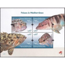 POR4131MF-BLOCO PEIXES DO MEDITERRÂNEO - PORTUGAL - 2016 - MINT