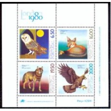 PORB031M-BLOCO EXPOSIÇÃO FILATÉLICA LONDON 1980 - CAMPANHA EUROPEIA PELA PROTEÇÃO DAS ESPÉCIES E SEUS HABITATS - PORTUGAL - 1980 - MINT