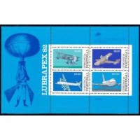 PORB038M-BLOCO EXPOSIÇÃO FILATÉLICA LUBRAPEX 82 - AVIÕES - PORTUGAL - 1982 - MINT