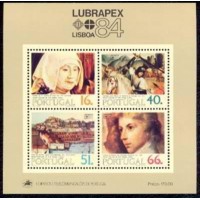PORB045M-BLOCO EXPOSIÇÃO FILATÉLICA LUBRAPEX 84 - PINTURAS - PORTUGAL - 1984 - MINT PORB045M-BLOCO EXPOSIÇÃO FILATÉLICA LUBRAPEX 84 - PINTURAS - PORTUGAL - 1984 - MINT