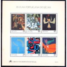 PORB069N-BLOCO PINTURA PORTUGUESA DO SÉCULO 20 - IV - PORTUGAL - 1989 - N