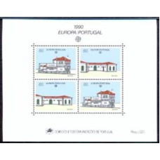 PORB072N-BLOCO SÉRIE EUROPA - EDIFÍCIOS POSTAIS - PORTUGAL - 1990 - N
