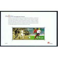 PORB208M-BLOCO 50 ANOS DA UEFA - UNIÃO EUROPEIA DE FUTEBOL - PORTUGAL - 2004 - MINT
