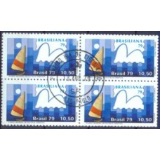 QC1087.28-QUADRA III EXPOSIÇÃO MUNDIAL DE FILATELIA TEMÁTICA BRASILIANA 79 - VELEIROS, PINGUIM - 1979 - CPD SÃO PAULO