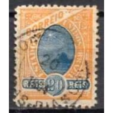 RE0100U.05-SELO MADRUGADA REPUBLICANA - MARGENS GRANDES ENTRE OS SELOS, 20 RÉIS - 1902/05 - U