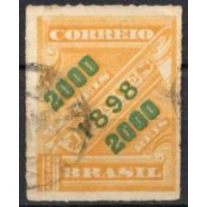 RE0123U.01-SELO JORNAIS DE 1889 SOBRESTAMPADOS, 2.000/1.000 RÉIS LARANJA - 1898 - U