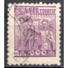 RE0417U-SELO NETINHA COM TRAÇOS VERDES NO VERSO, 600 RÉIS FILIGRANA 'P' - 1941 - U