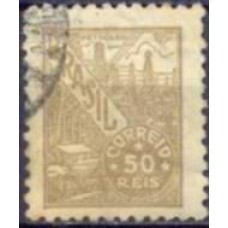 RE0426U-SELO NETINHA COM TRAÇOS VERDES NO VERSO, 50 RÉIS FILIGRANA 'M' HORIZONTAL - 1942 - U