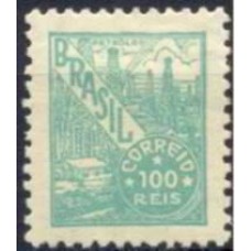 RE0427N-SELO NETINHA COM TRAÇOS VERDES NO VERSO, 100 RÉIS FILIGRANA 'M' HORIZONTAL - 1942 - N