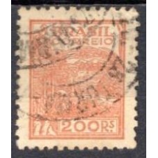 RE0428U-SELO NETINHA COM TRAÇOS VERDES NO VERSO, 200 RÉIS FILIGRANA 'M' HORIZONTAL - 1942 - U