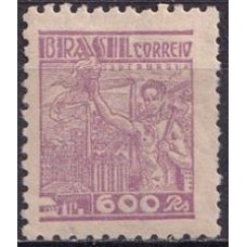 RE0430NA-SELO NETINHA COM TRAÇOS VERDES NO VERSO, 600 RÉIS FILIGRANA 'M' VERTICAL - 1942 - N