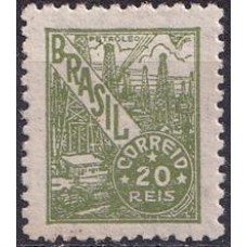 RE0440NB-SELO NETINHA COM TRAÇOS VERDES NO VERSO, 20 RÉIS FILIGRANA 'O' PAPEL MÉDIO LISO - 1942/46 - N