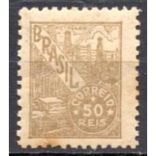 RE0441N.03-SELO NETINHA COM TRAÇOS VERDES NO VERSO, 50 RÉIS FILIGRANA 'O' PAPEL MÉDIO TRAMADO - 1942/46 - N