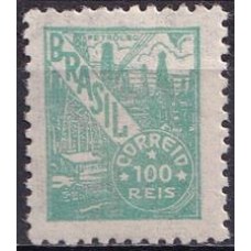 RE0442NB-SELO NETINHA COM TRAÇOS VERDES NO VERSO, 100 RÉIS FILIGRANA 'O' PAPEL MÉDIO LISO - 1942/46 - N