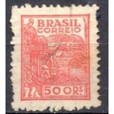 RE0446U-SELO NETINHA COM TRAÇOS VERDES NO VERSO, 500 RÉIS FILIGRANA 'O' PAPEL FINO - 1942/46 - U