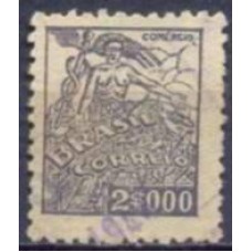 RE0451U-SELO NETINHA COM TRAÇOS VERDES NO VERSO, 2.000 RÉIS FILIGRANA 'O' PAPEL FINO - 1942/46 - U