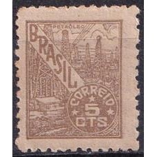 RE0480N-SELO NETINHA COM TRAÇOS VERDES NO VERSO FILIGRANA 'Q', 5 CTS - 1949 - N