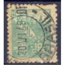 RE0481U-SELO NETINHA COM TRAÇOS VERDES NO VERSO FILIGRANA 'Q', 10 CTS - 1948 - U