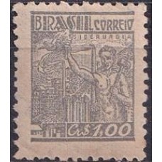 RE0485N-SELO NETINHA COM TRAÇOS VERDES NO VERSO FILIGRANA 'Q', CR$ 1,00 - 1946 - N