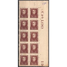 RE0505NV-CONJUNTO 10 SELOS BISNETA CR$ 1,00 - COLUNA DA DIREITA CHAPA QUEBRADA - 1963 - N