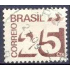 RE0548U-SELO TIPO CIFRA COM BARRAS FOSFORESCENTES, 25CTS - 1975 - U