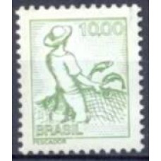 RE0581M-SELO TIPOS E PROFISSÕES NACIONAIS - COM MOLDURA FOSFORESCENTE, PESCADOR - 1979 - MINT