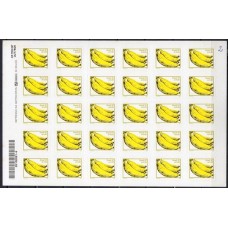 RE0750NFB4A-SELO FRUTAS ONDAS 1MM, BANANA - CORREIO NO VERSO - 1998 - N - MÍNIMA FERRUGEM NO VERSO, SELOS MINT - NÚMERO A CANETA NA BORDA
